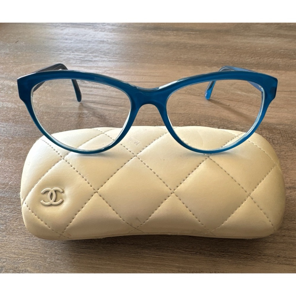 Chanel Blue Camellia Flower Glasses 3256 With Case